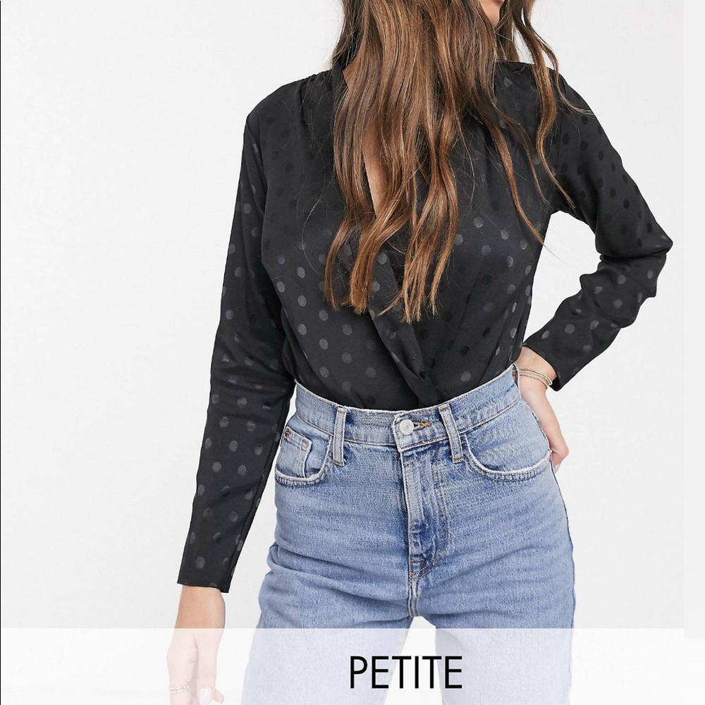 New Look Petite satin wrap body suit